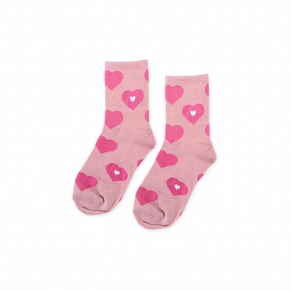 Pink heart fun crew socks by Socks Up UAE