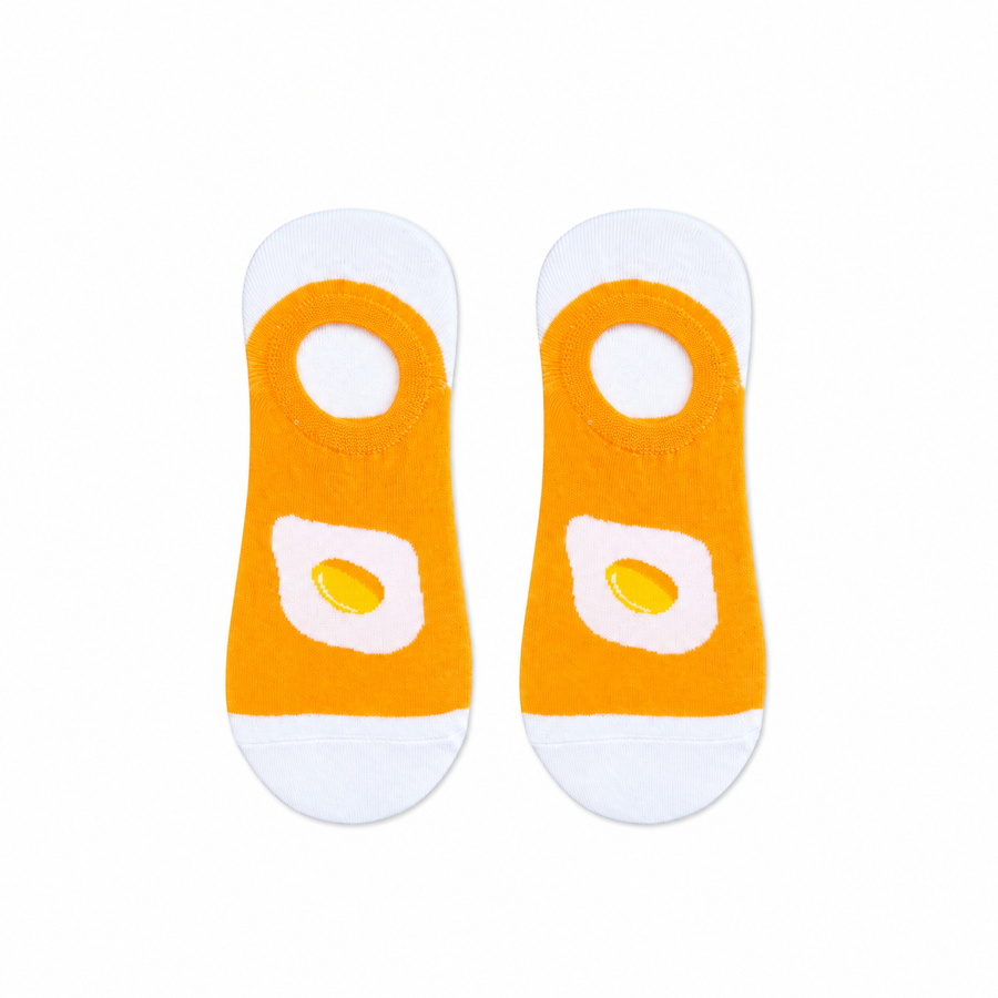 Egg low cut socks with fried egg print by Socks Up UAE