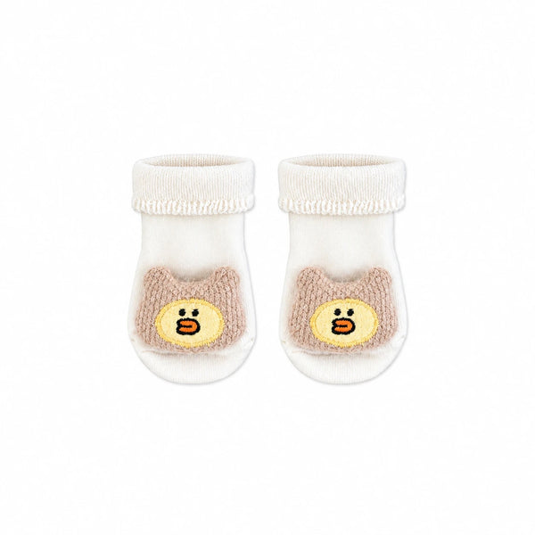 Baby Teddy Chick Socks in cream with a 3D knitted chick face in a teddy hat, Socks Up UAE