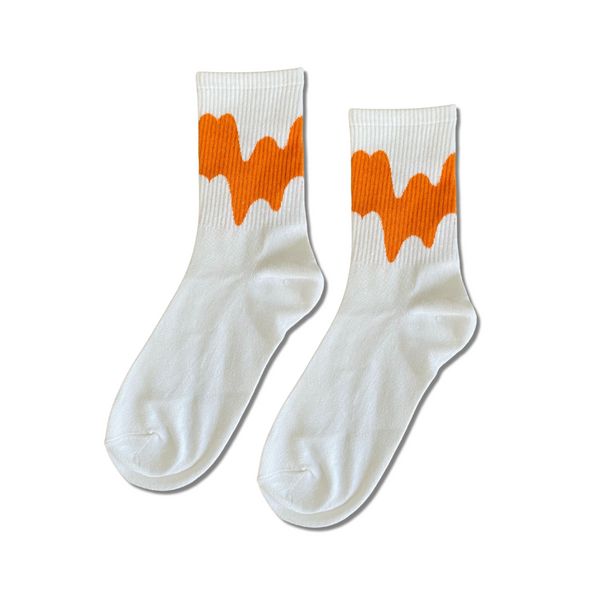 Wavy orange cool half crew socks by Socks Up UAE