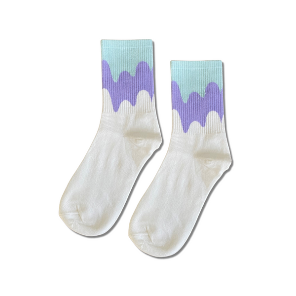 Wavy purple/beige fun half crew socks by Socks Up UAE