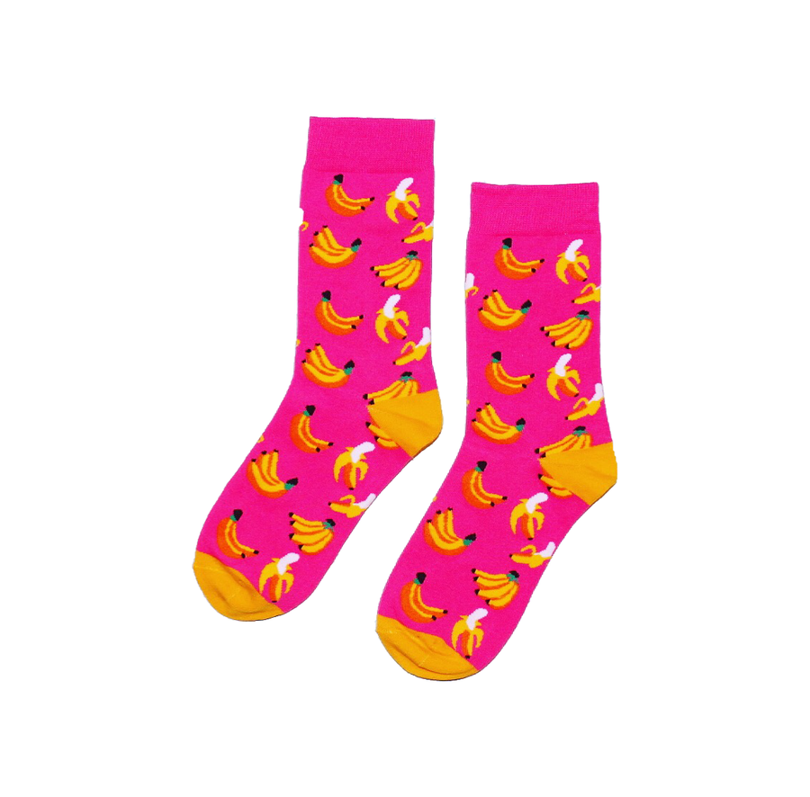 Pink Bananas – half-crew socks | Socks Up