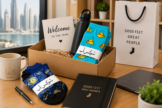 Custom Socks as UAE Onboarding Gifts HR Teams Love