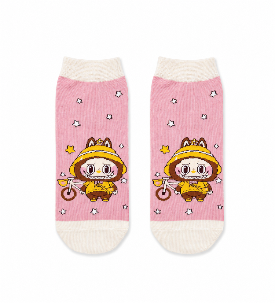 Labubu #7 patterned socks displayed on neutral background