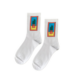 Cactus White half crew socks by Socks Up