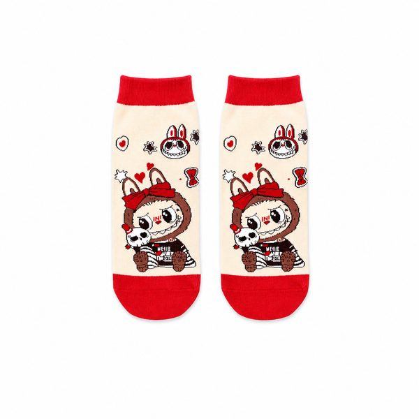Labubu #9 patterned socks displayed on neutral background