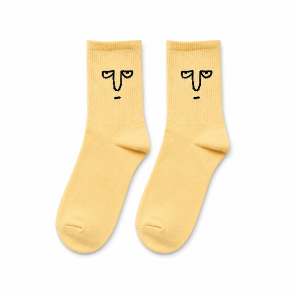 Beige Face patterned socks from Socks Up UAE