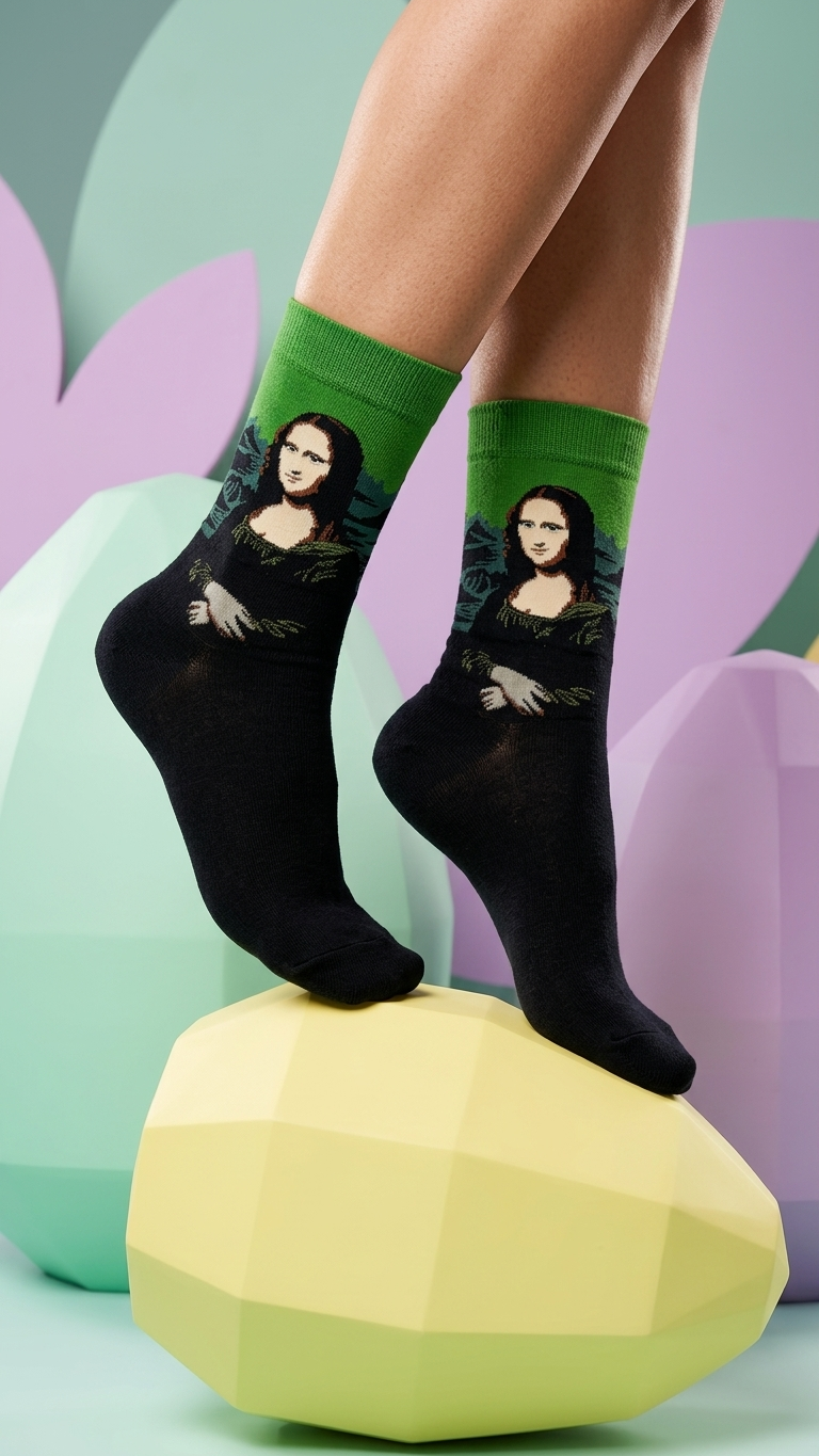 Mona Lisa – half-crew socks | Socks Up
