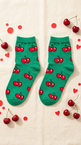 Cherry half crew socks colourful design, Socks Up UAE