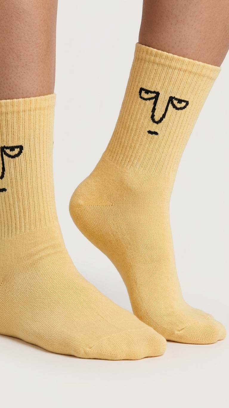 Pair of Beige Face fun socks, Socks Up UAE