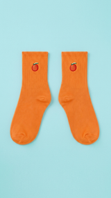 Orange half crew socks colourful design, Socks Up UAE