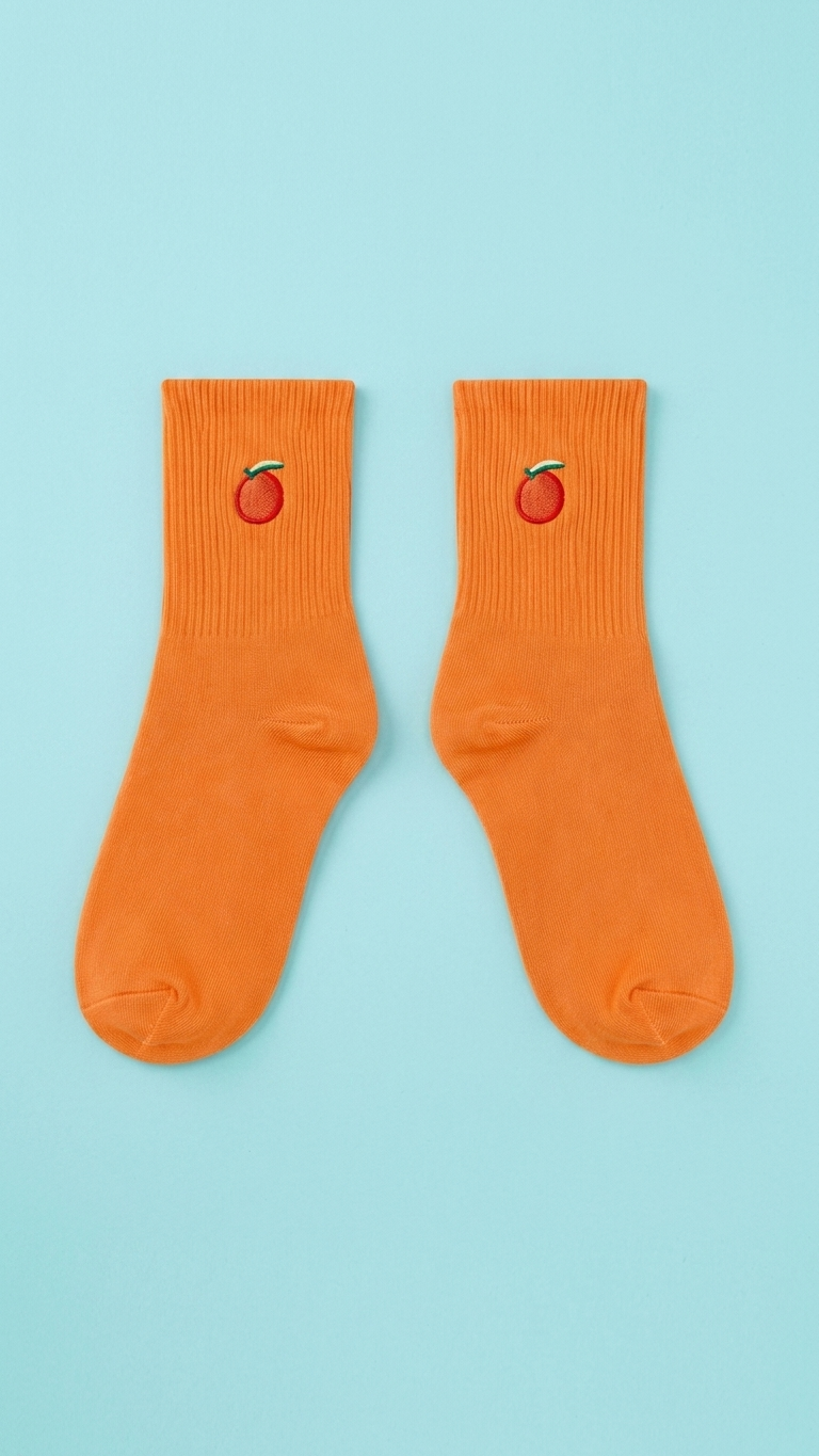 Orange half crew socks colourful design, Socks Up UAE