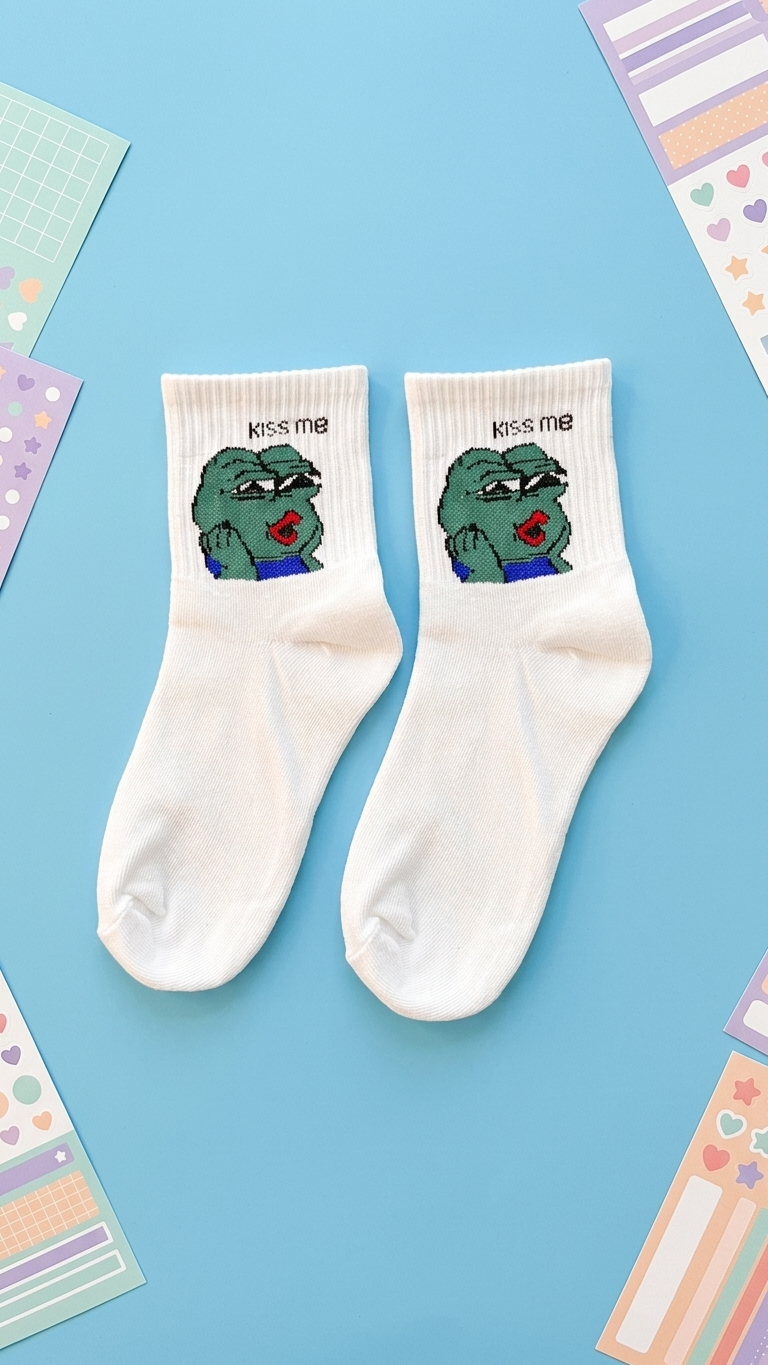 Kiss Me crew socks colourful design, Socks Up UAE