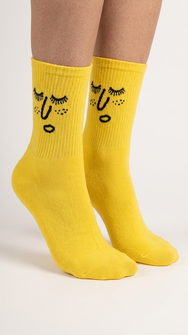 Pair of Yellow Face fun socks, Socks Up UAE