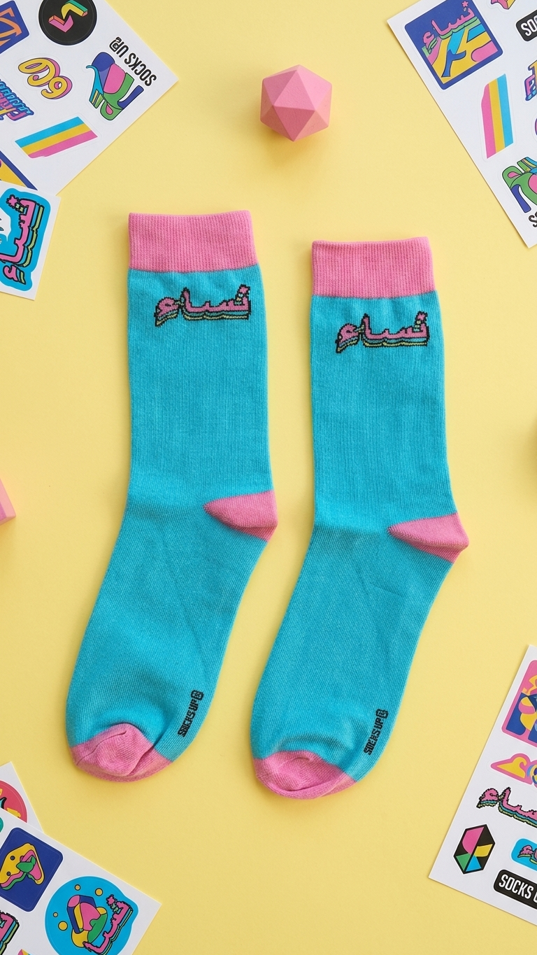 Women half crew socks colourful design, Socks Up UAE