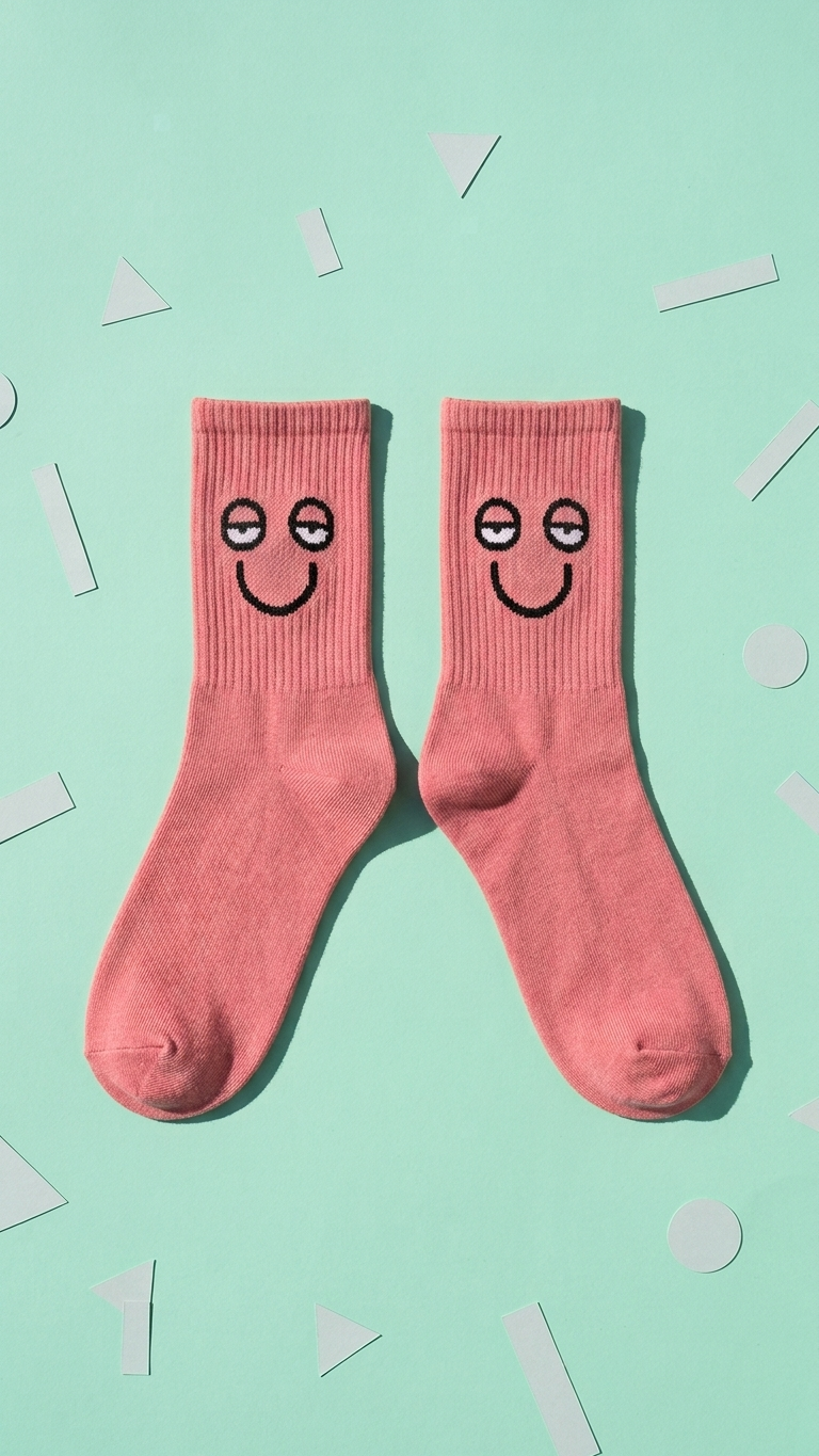 Brown Face half crew socks colourful design, Socks Up UAE