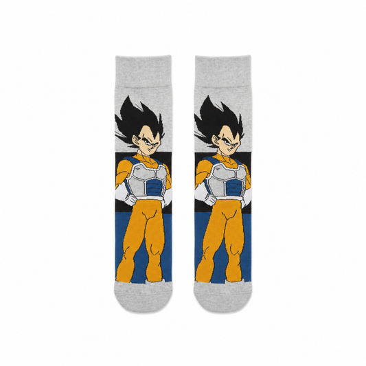 Vegeta anime character printed crew socks close-up
