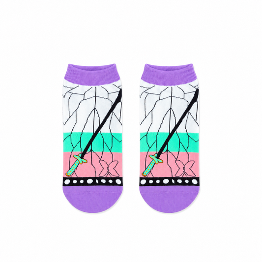 Demon Slayer Shinobu ankle socks with butterfly wing pattern by Socks Up UAE