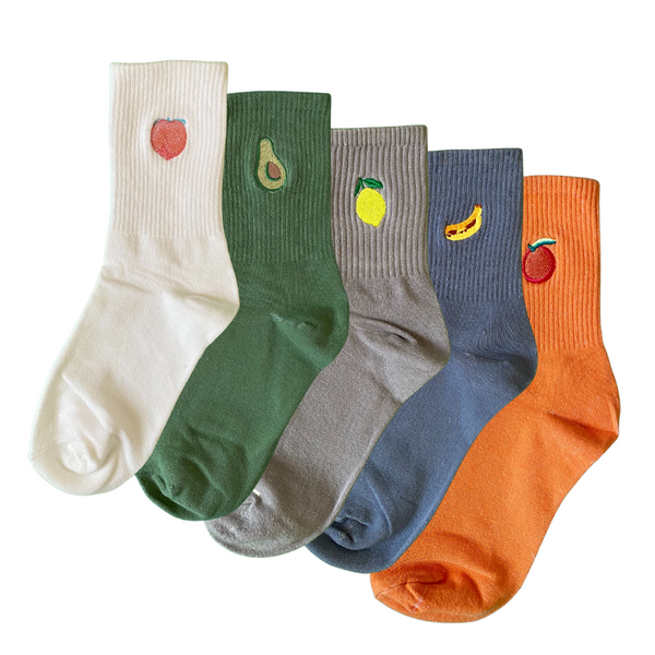 Fruit Pack – Pack of 5 mid-cut crew socks design, Socks Up UAE