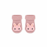 Baby Bunny Socks in dusty pink with a 3D knitted bunny face, Socks Up UAE