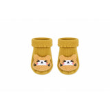 Baby Kitty Socks in mustard with a 3D knitted kitty face, Socks Up UAE