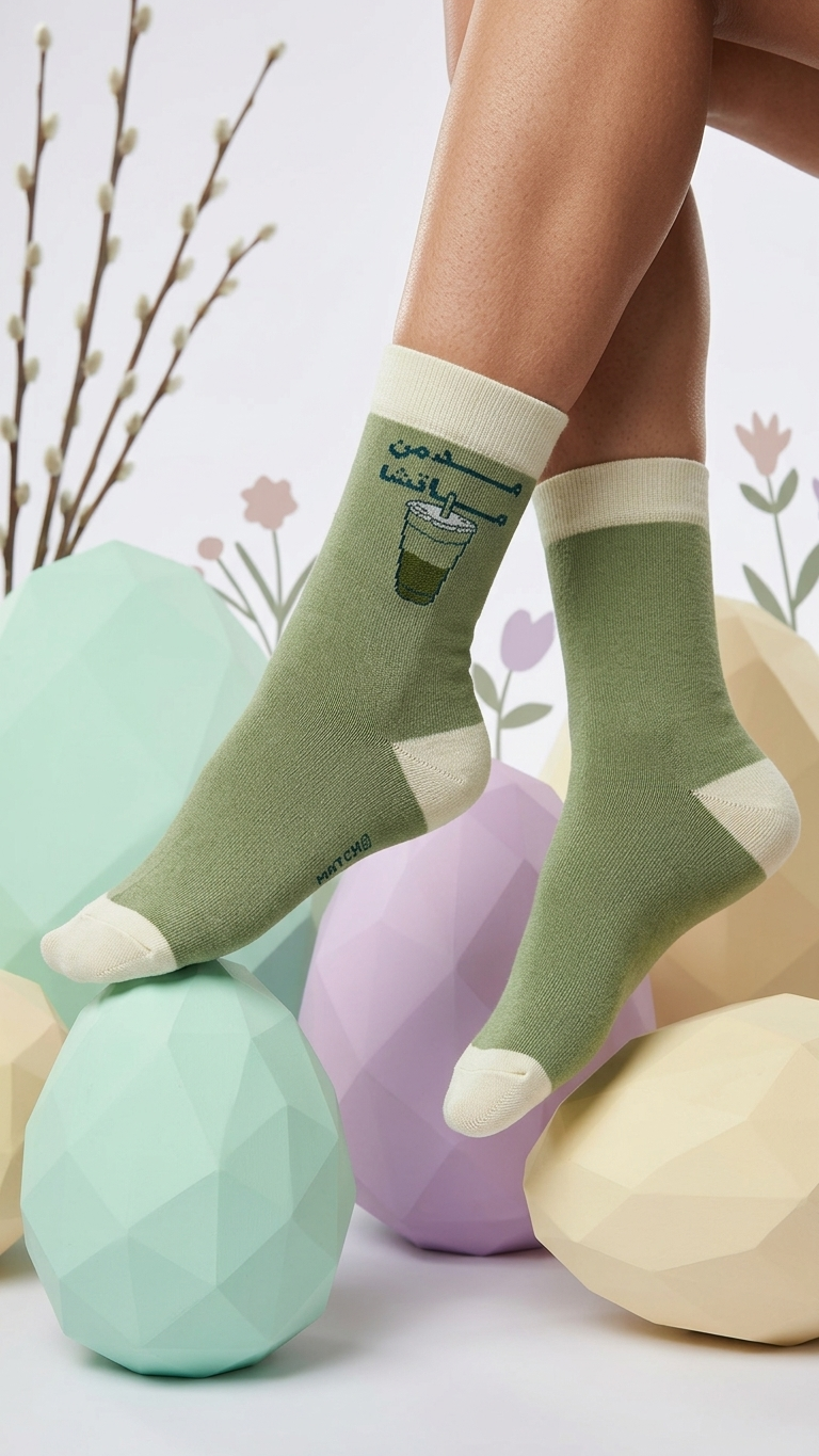 Matcha Addicted – half-crew socks | Socks Up