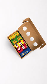 Mega Box, open Socks Up box with colorful socks